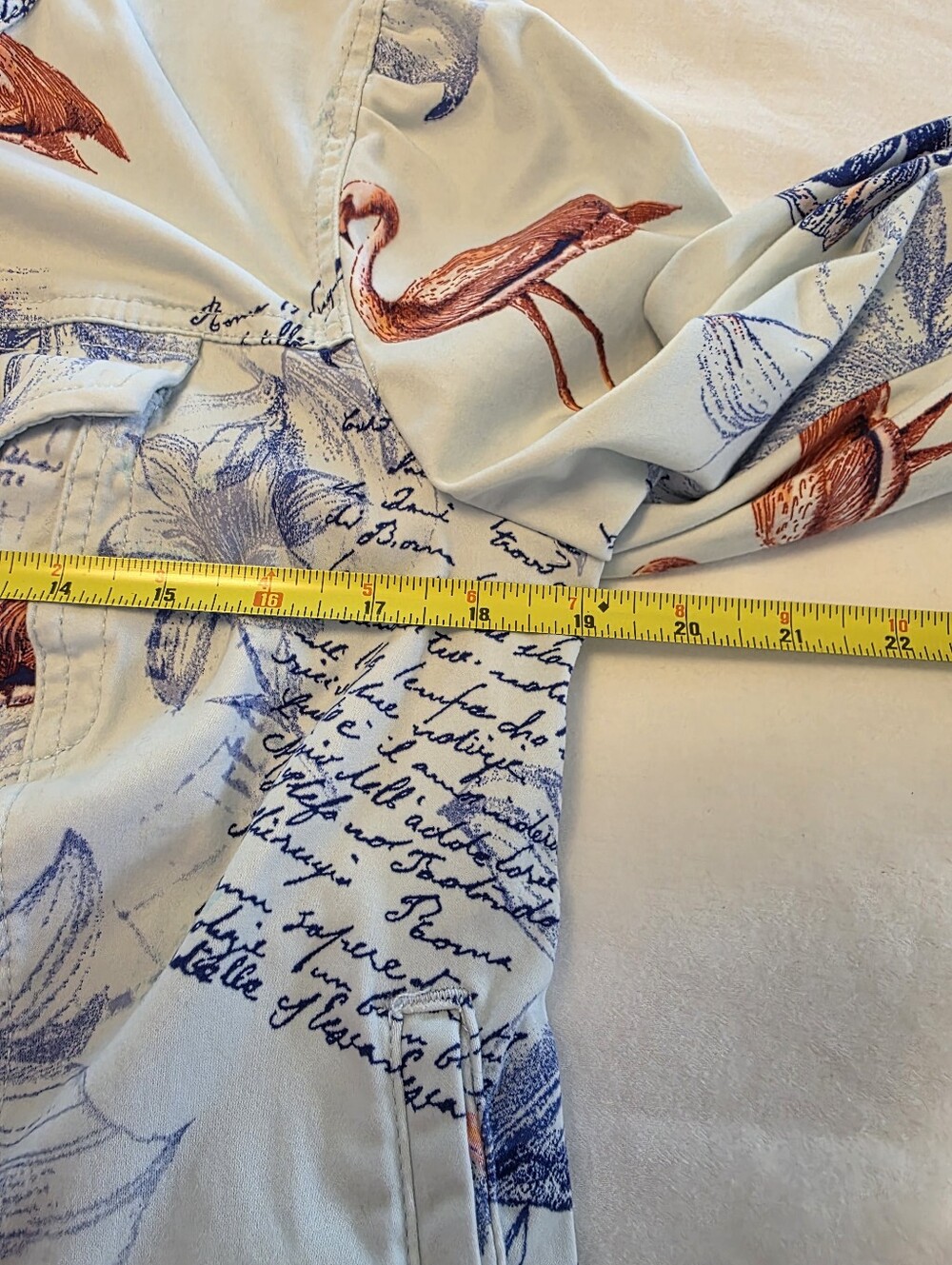Chico's 'BON VOYAGE'Light Blue Printed Denim Jacket with Floral & Bird Motifhico - Picture 9 of 10